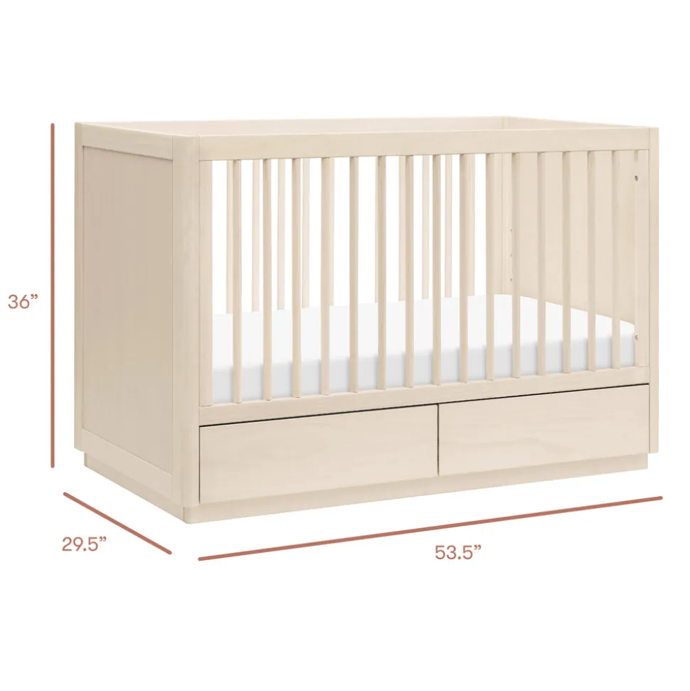 Bento 3-in-1 Convertible Storage Crib with Toddler Bed Conversion Kit in Washed Natural