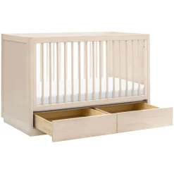 Bento 3-in-1 Convertible Storage Crib with Toddler Bed Conversion Kit in Washed Natural