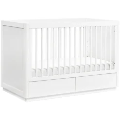 Bento 3-in-1 Convertible Storage Crib with Toddler Bed Conversion Kit in White
