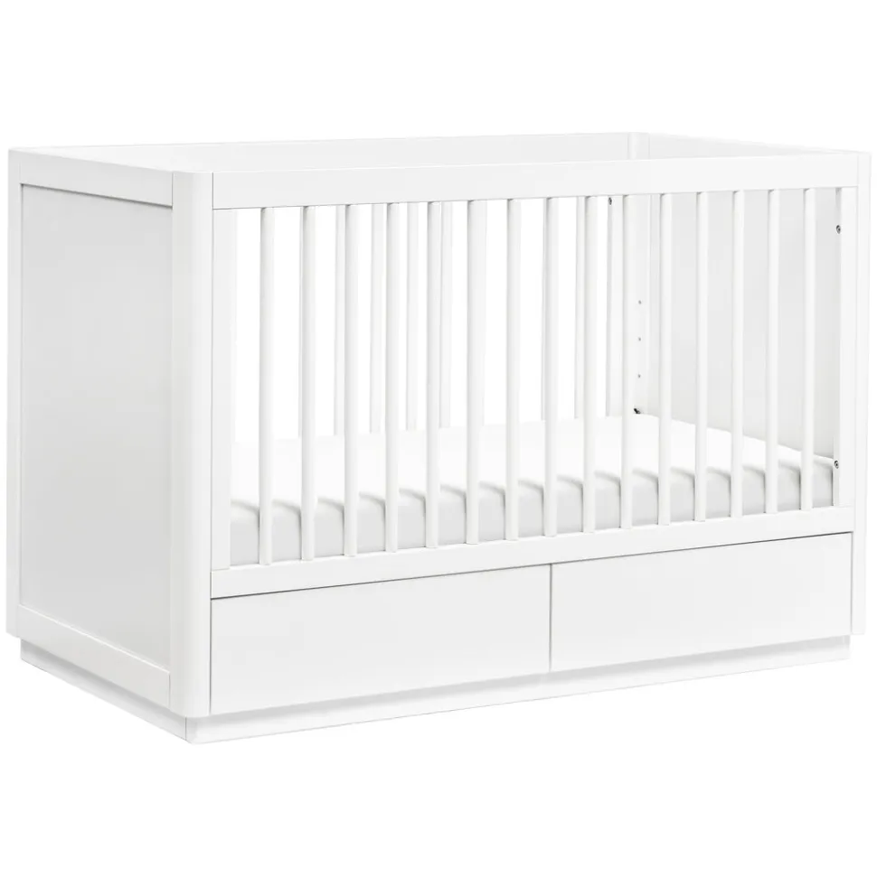 Bento 3-in-1 Convertible Storage Crib with Toddler Bed Conversion Kit in White
