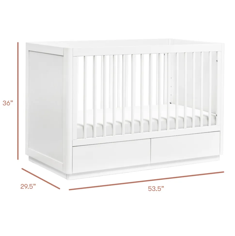 Bento 3-in-1 Convertible Storage Crib with Toddler Bed Conversion Kit in White