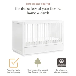 Bento 3-in-1 Convertible Storage Crib with Toddler Bed Conversion Kit in White