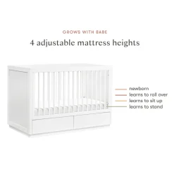 Bento 3-in-1 Convertible Storage Crib with Toddler Bed Conversion Kit in White
