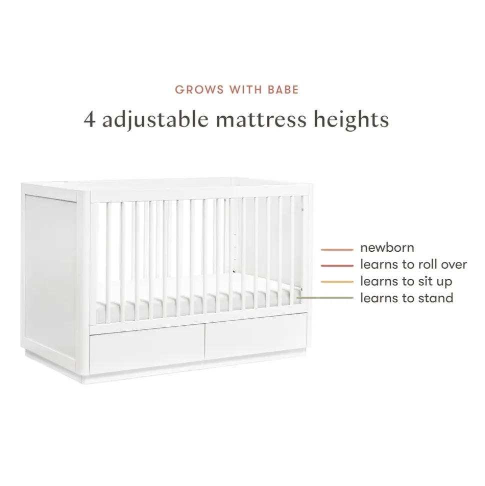 Bento 3-in-1 Convertible Storage Crib with Toddler Bed Conversion Kit in White