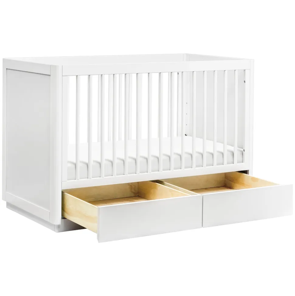 Bento 3-in-1 Convertible Storage Crib with Toddler Bed Conversion Kit in White
