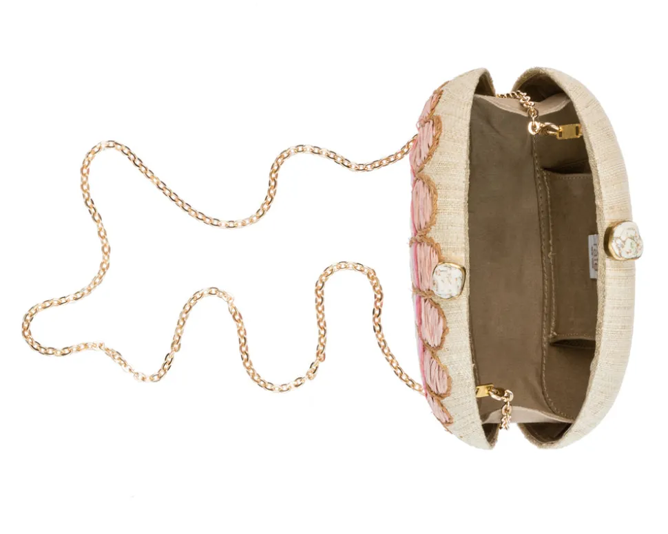 Berna Clutch in Natural & Coral