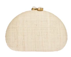 Berna Clutch in Natural & Coral