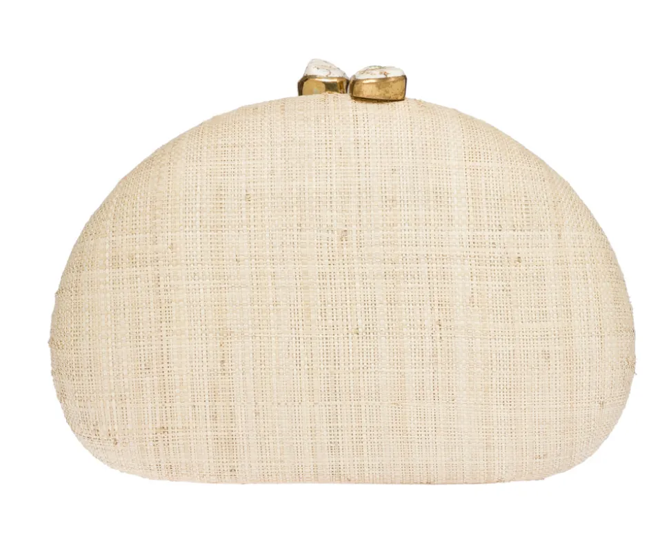 Berna Clutch in Natural & Coral