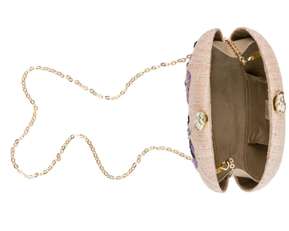 Berna Clutch in Pale Pink & Navy