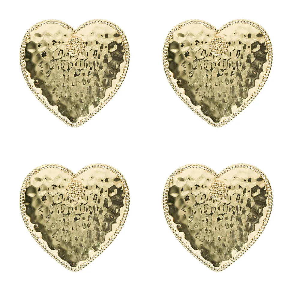 Berry & Thread Heart Napkin Ring, Set of 4 in Gold