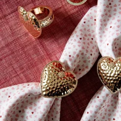 Berry & Thread Heart Napkin Ring, Set of 4 in Gold