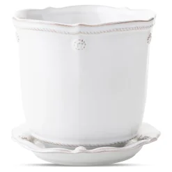 Berry & Thread Whitewash 7" Planter & Saucer