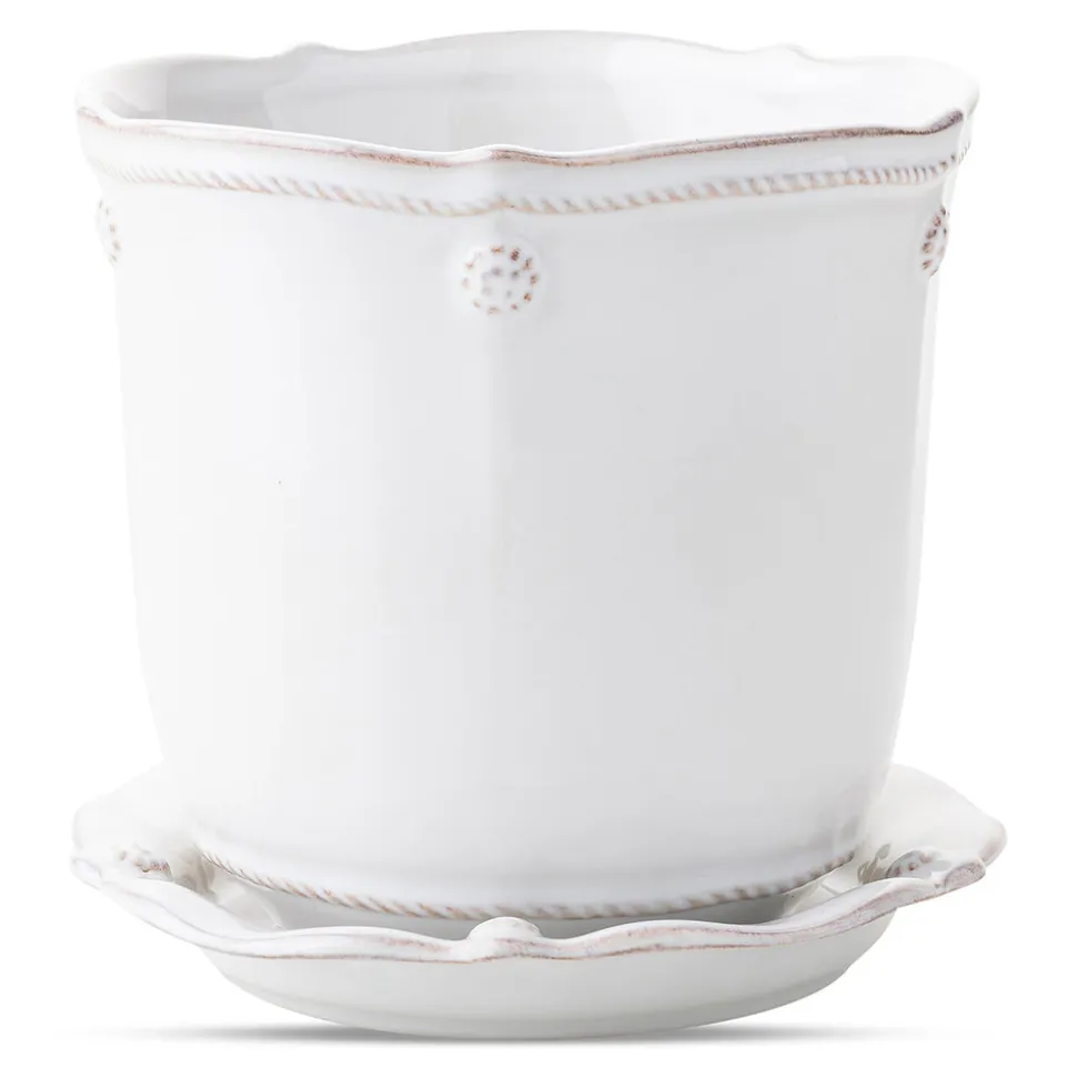 Berry & Thread Whitewash 7" Planter & Saucer