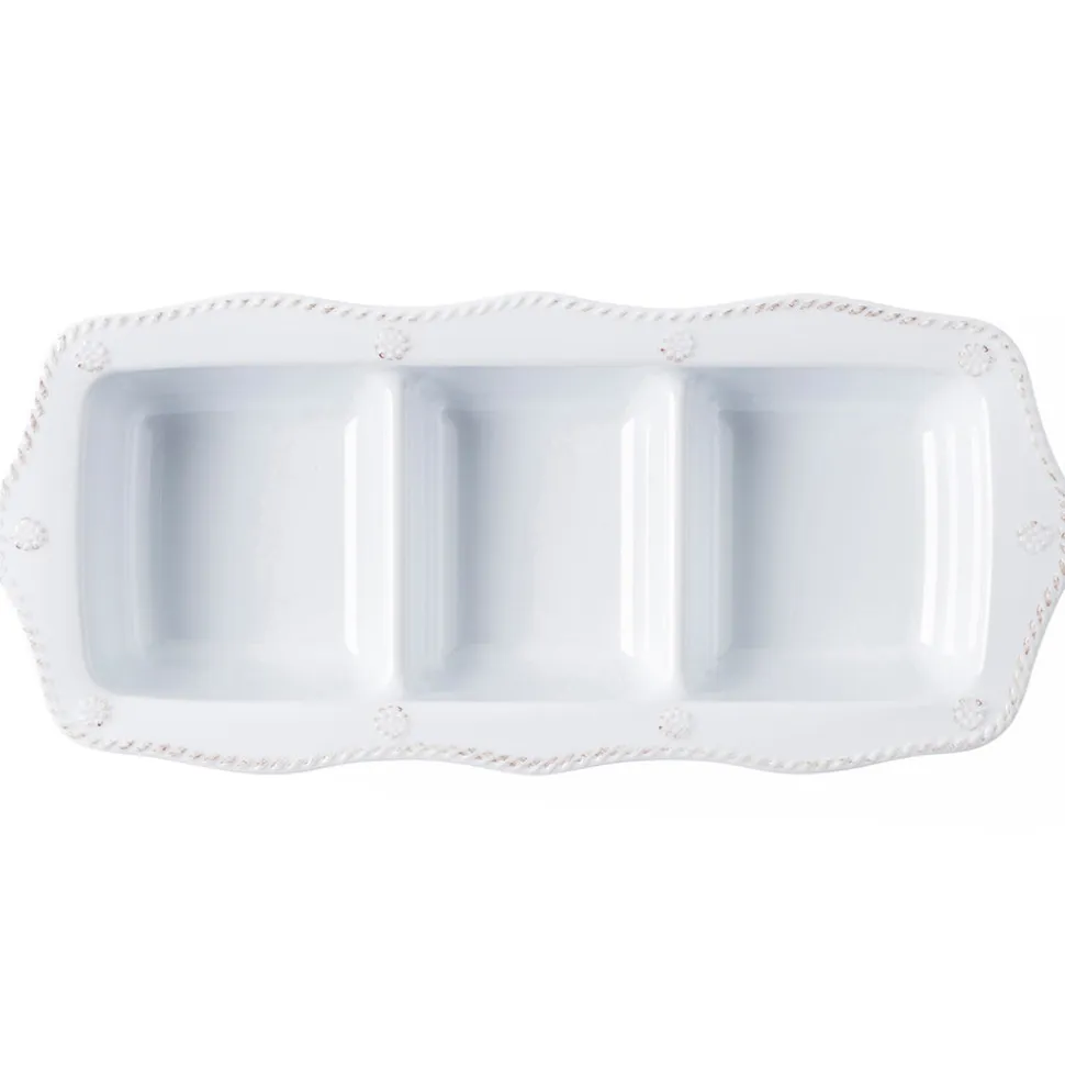 Berry & Thread Whitewash Melamine Triple Section Server