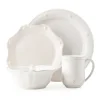Berry & Thread Whitewash Place Setting (with Mug & Cereal), Set of 4