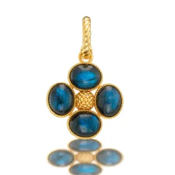 Berry Clover Double Sided Pendant in Blue Labradorite