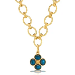 Berry Clover Double Sided Pendant in Blue Labradorite