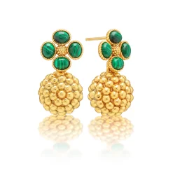 Berry Clover Drop Earrings in Malachite