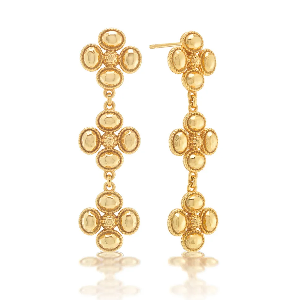Berry Clover Linear Earrings in Gold