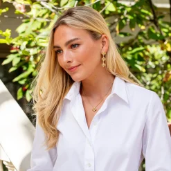 Berry Clover Linear Earrings in Gold