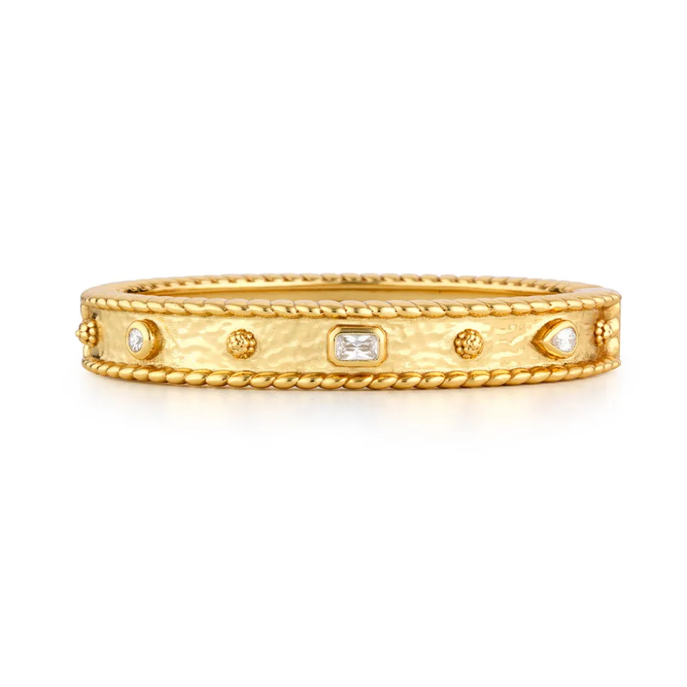 Berry Gem Hinged Bangle in Clear Cubic Zirconia