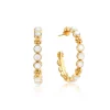 Berry Gem Medium Hoop Earrings in Mother of Pearl