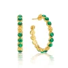 Berry Gem Medium Hoop Earrings in Malachite