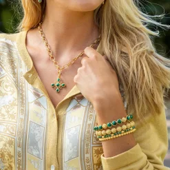 Berry Gem Petite Hinged Bangle in Malachite
