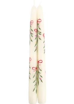Berry Kissed Mistletoe Taper Candles, Set of 2