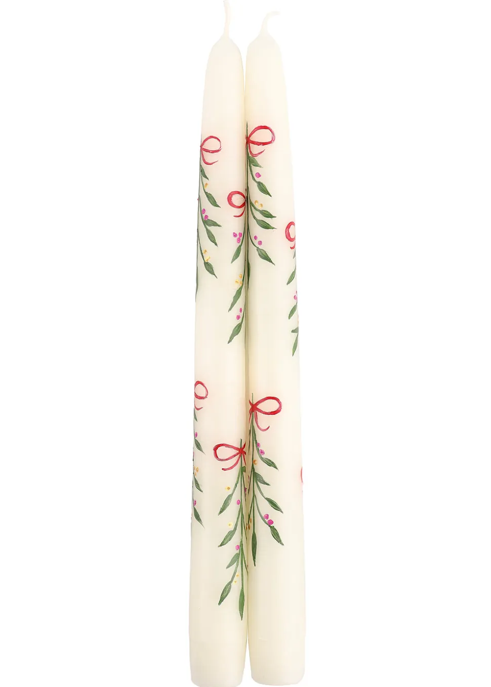 Berry Kissed Mistletoe Taper Candles, Set of 2