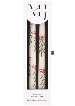Berry Kissed Mistletoe Taper Candles, Set of 2