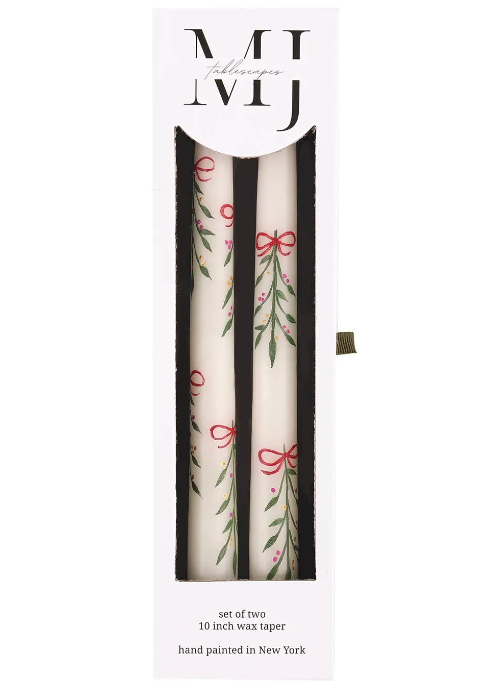 Berry Kissed Mistletoe Taper Candles, Set of 2