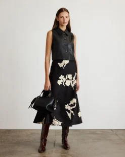 Beth Skirt in Dark Fig & Cream Multi