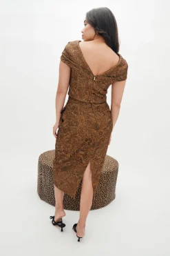 Bethany Top in Bronze Brocade