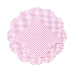 Bettina-Gingham Napkin in Pink, Set of 4