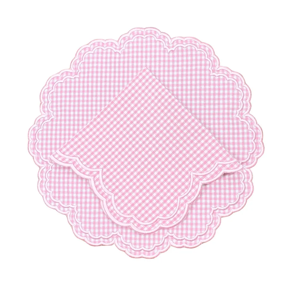 Bettina-Gingham Placemat in Pink, Set of 4