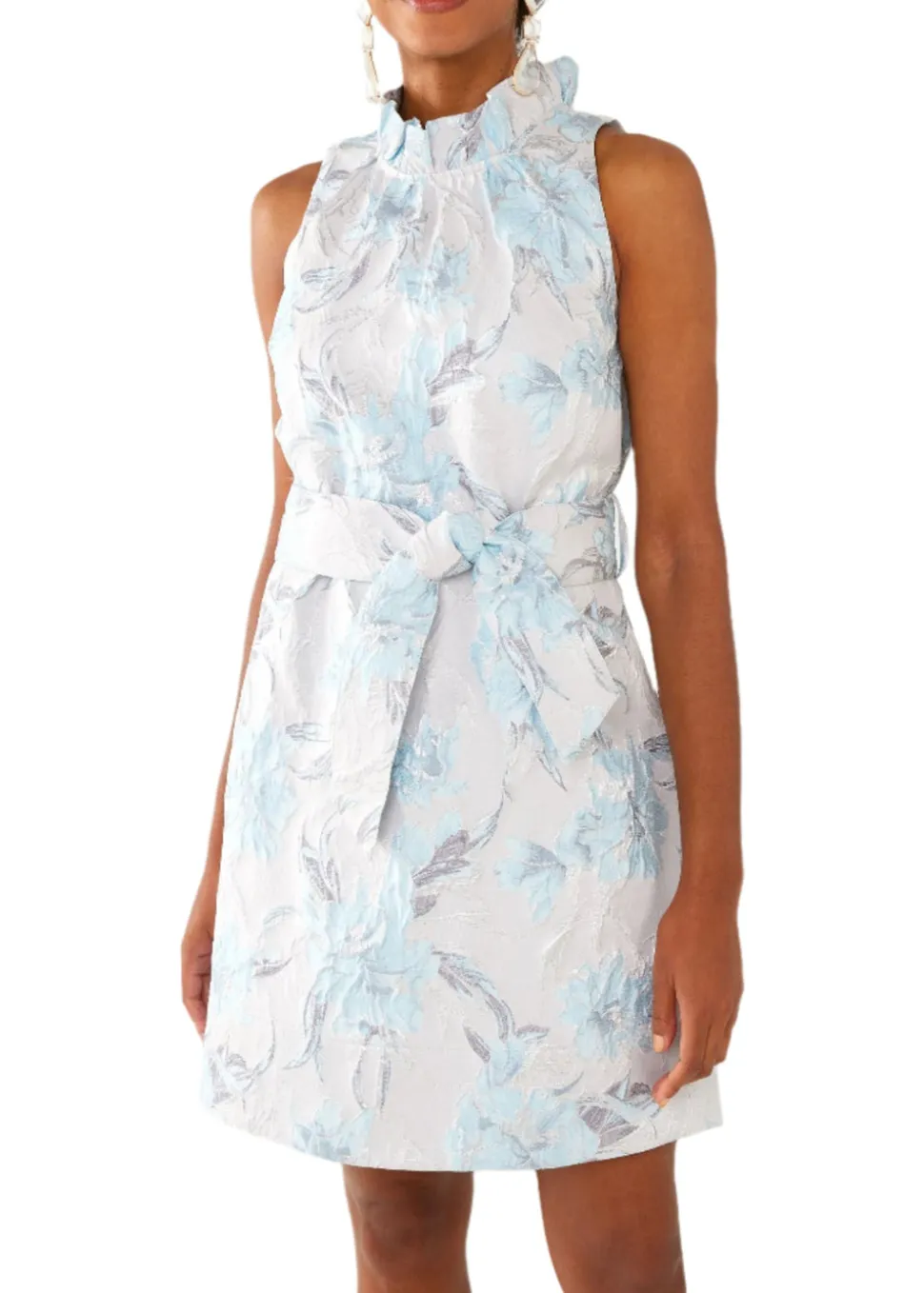 Betty Dress Light Blue Metallic Jacquard