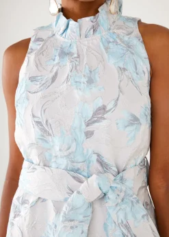 Betty Dress Light Blue Metallic Jacquard