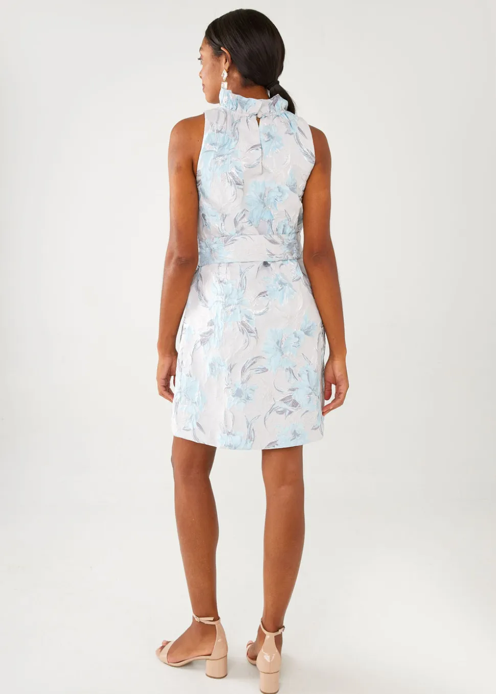 Betty Dress Light Blue Metallic Jacquard