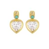 Bezel Heart Earrings with Turquoise