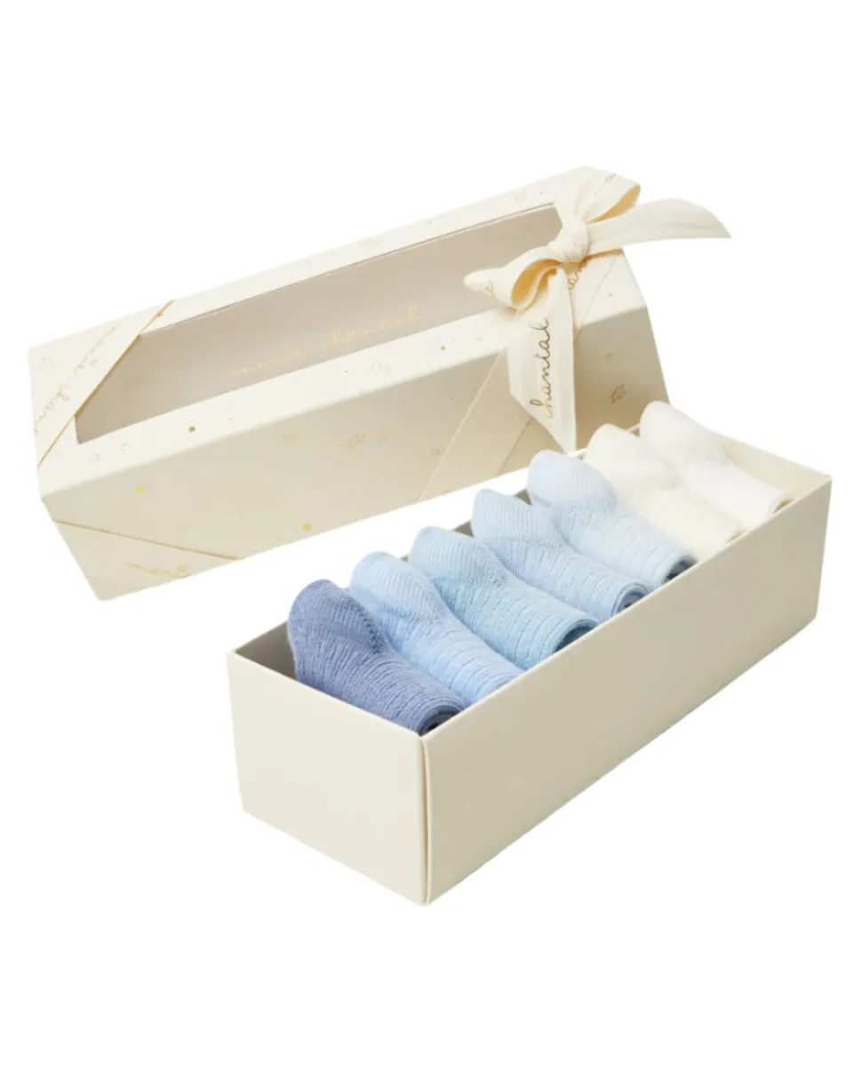 Bijou Socks in Blue, Set of 7