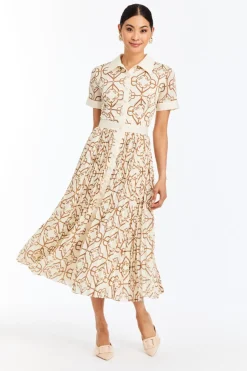 Billie Collared Shirt Dress in Quatrefoil Tile