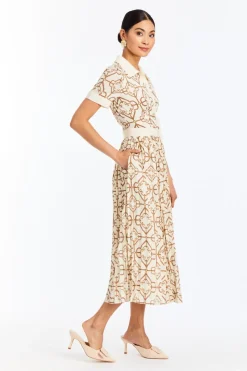 Billie Collared Shirt Dress in Quatrefoil Tile