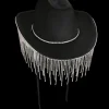 Black Diamanté Fringe Cowgirl Hat
