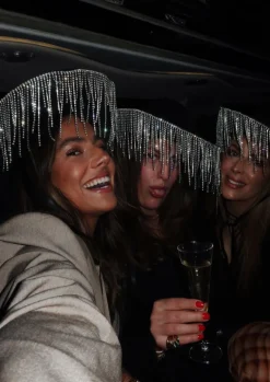 Black Diamanté Fringe Cowgirl Hat