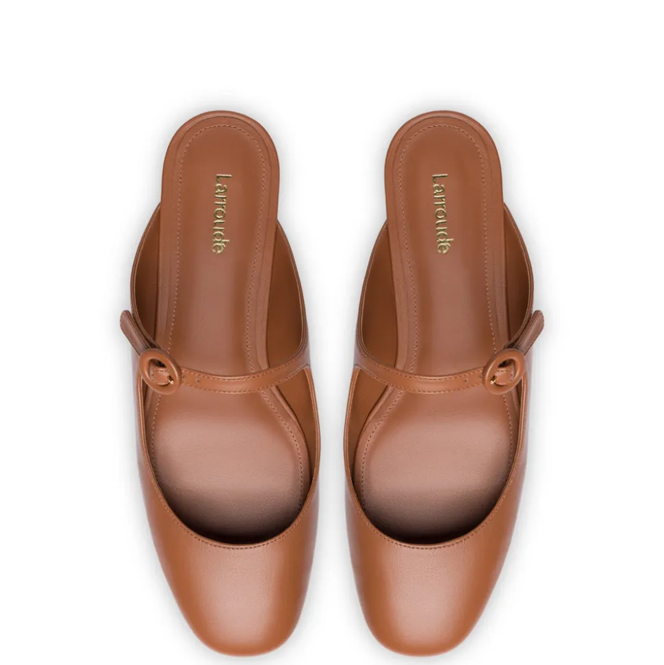 Blair Flat Mule in Caramel Leather