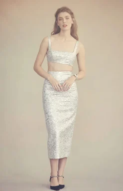 Blake Top in Silver Brocade