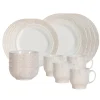 Blenheim Oak Place Setting in Whitewash, Set of 16