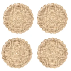 Blossom Natural Round Placemat Flower, Set of 4