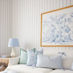 Blue & Blush Halo Stripe Wallpaper